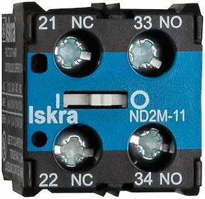 Iskra hjælpekontaktblok 1SL+1BR topmontering minikontaktor