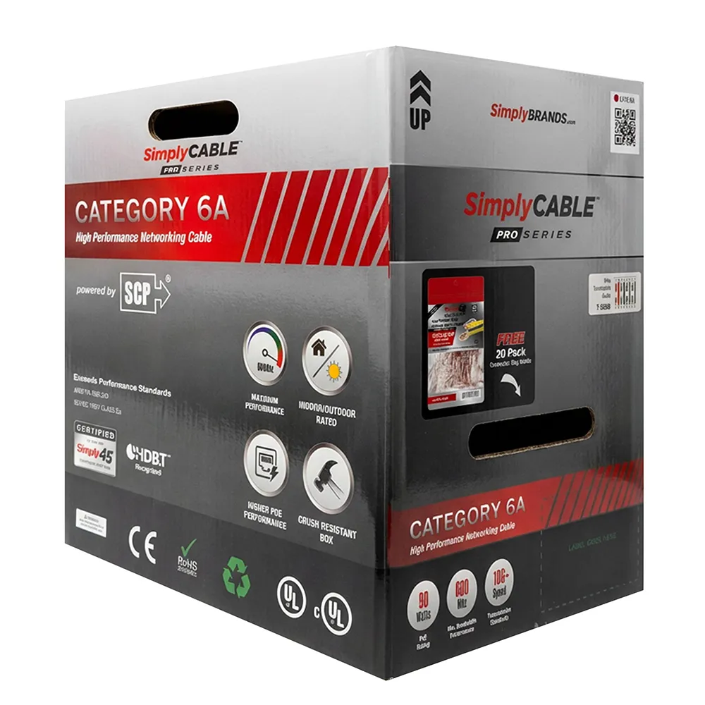 Simply45 Pro Series Cat6a installationskabel sort 305 m