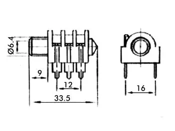 EL-Grossisten JACK fatning 6,35mm stereo hun sort