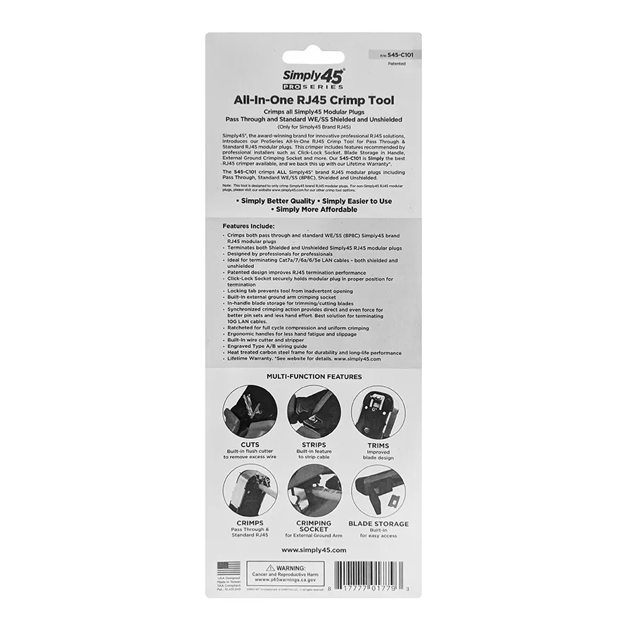 Simply45 ProSeries S45-C101 crimptang RJ45 skærmet