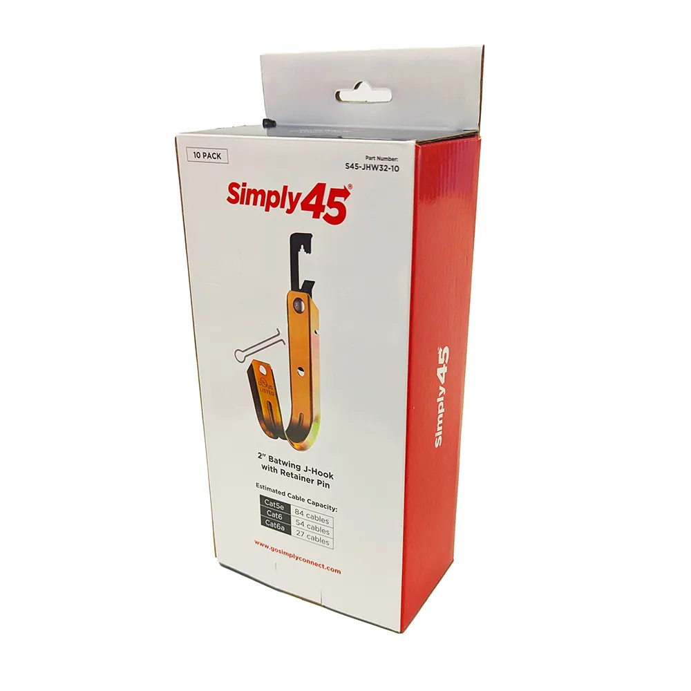 Simply45 Batwing J-Hook kabelkrog 2" stål 10 stk