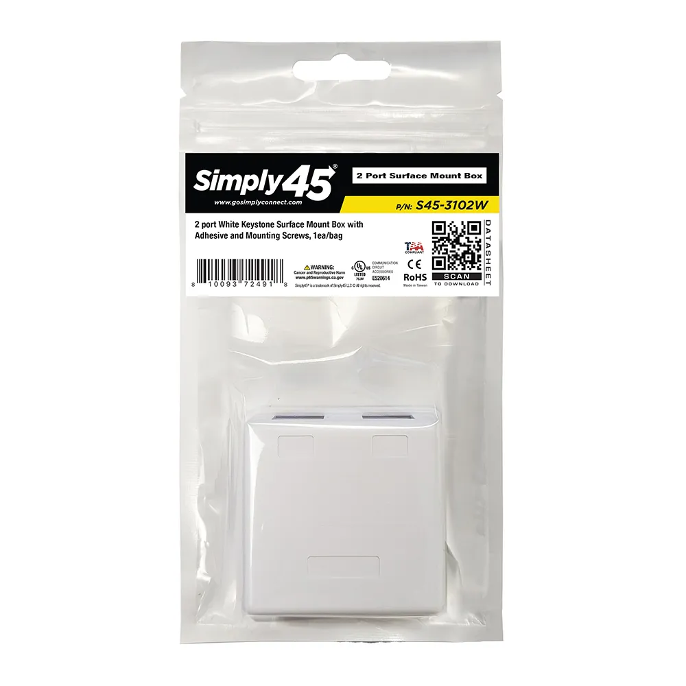 Simply45 2 port overflademonteringsdåse hvid keystone