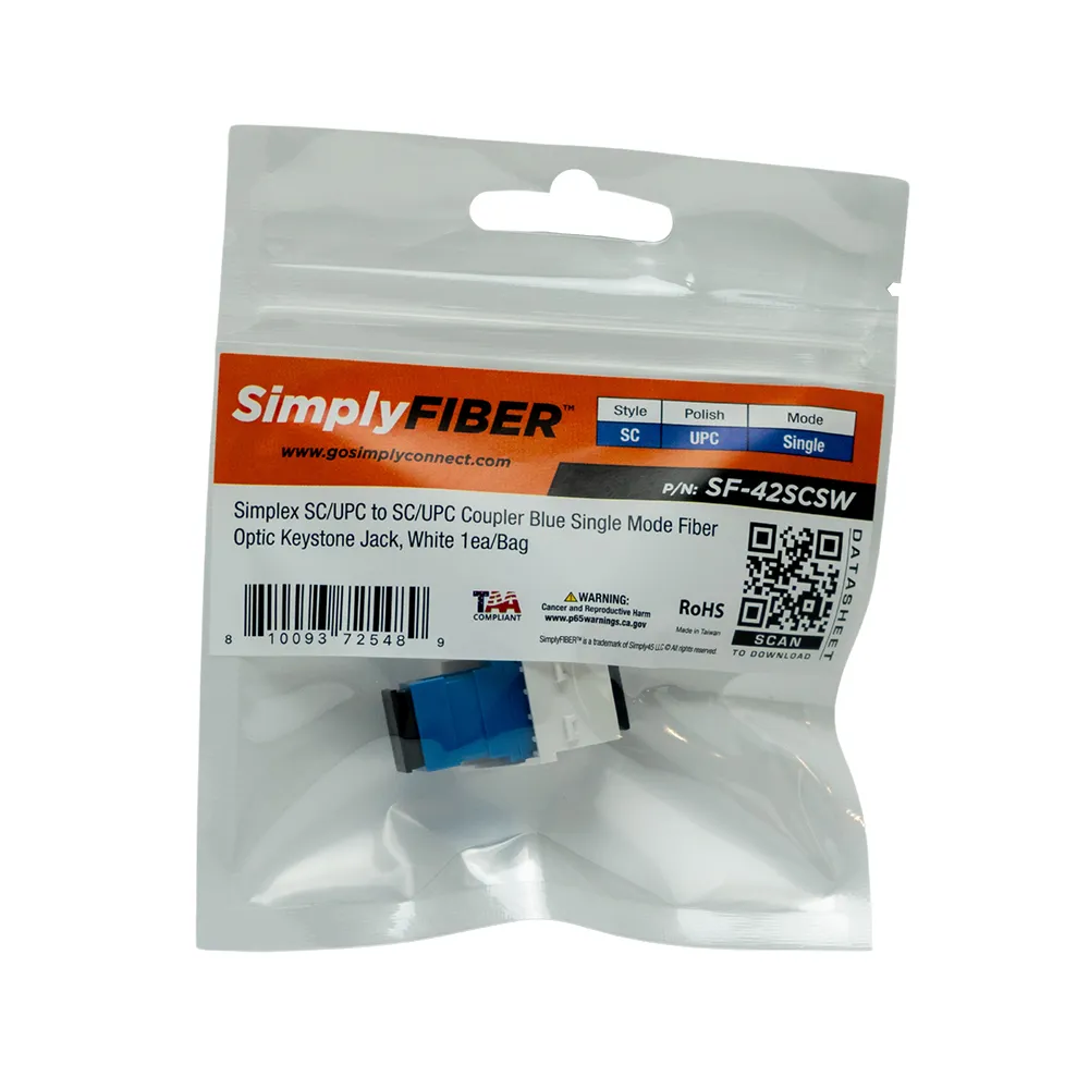 Simply45 SC/UPC keystone fiberkobling hvid 10-pak SM