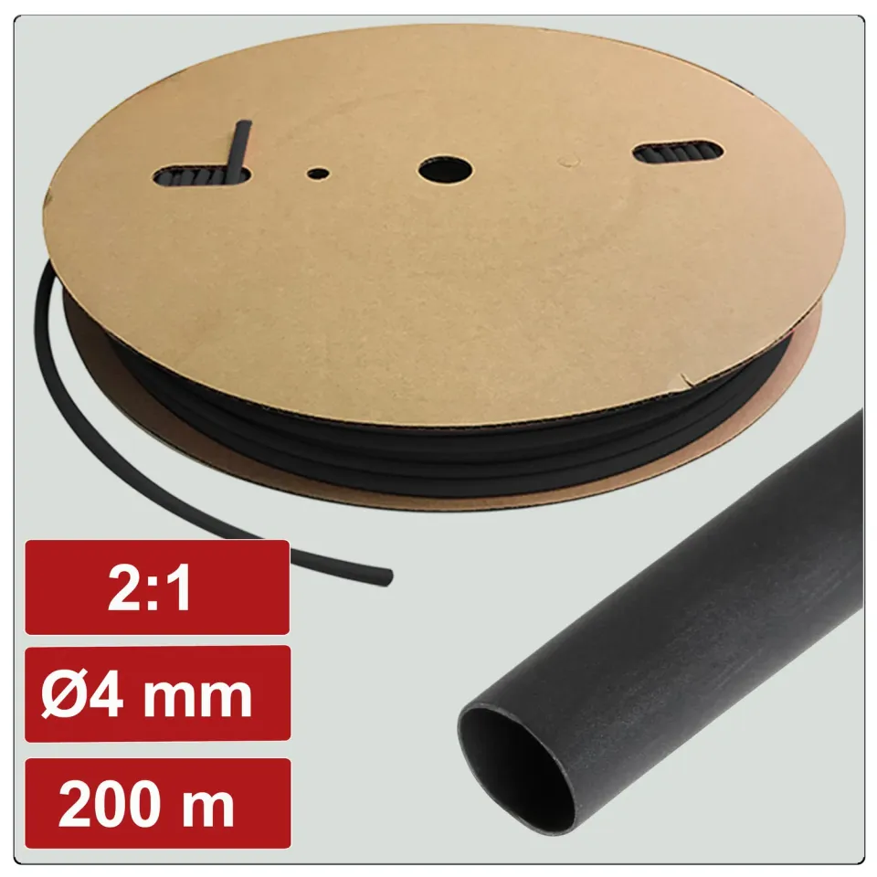 Electronic Garage EG25CA003 krympeslange 4mm 200m sort 2:1