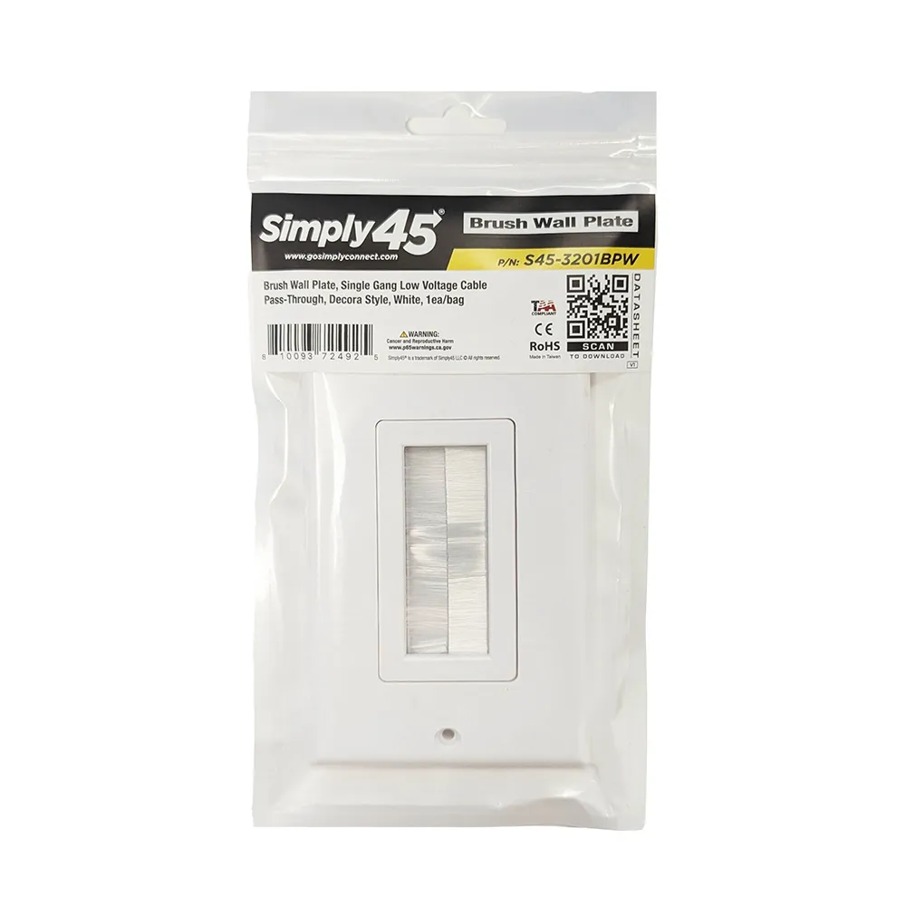 Simply45 1 Port Brush vægplade 1-port hvid