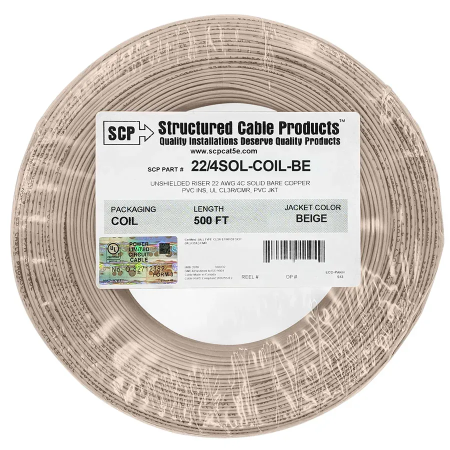 Simply45 22/4SOL-COIL-BE alarmkabel beige 500ft massiv kobber