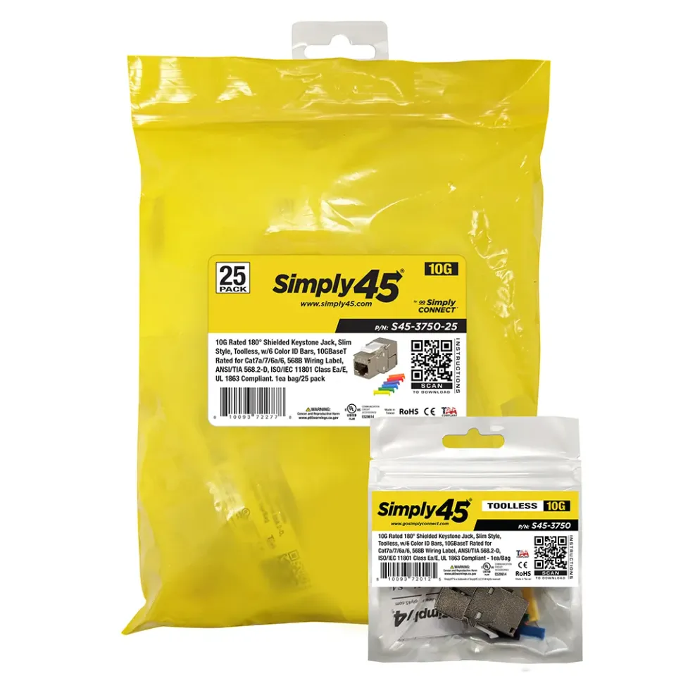 Simply45 10G keystone jack 25 stk skærmet Cat6A