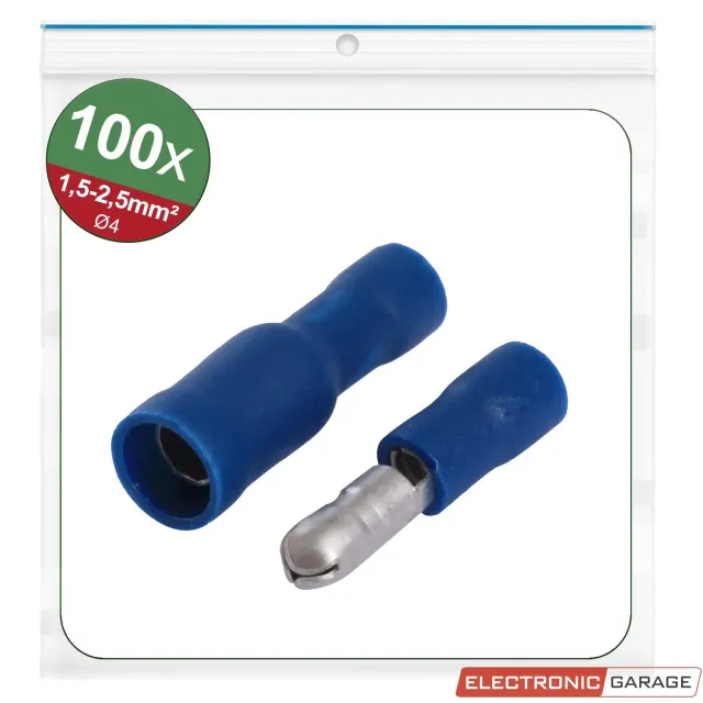 Electronic Garage EG 23C491 rundstik sæt 4mm blå 1,5-2,5mm² 100d