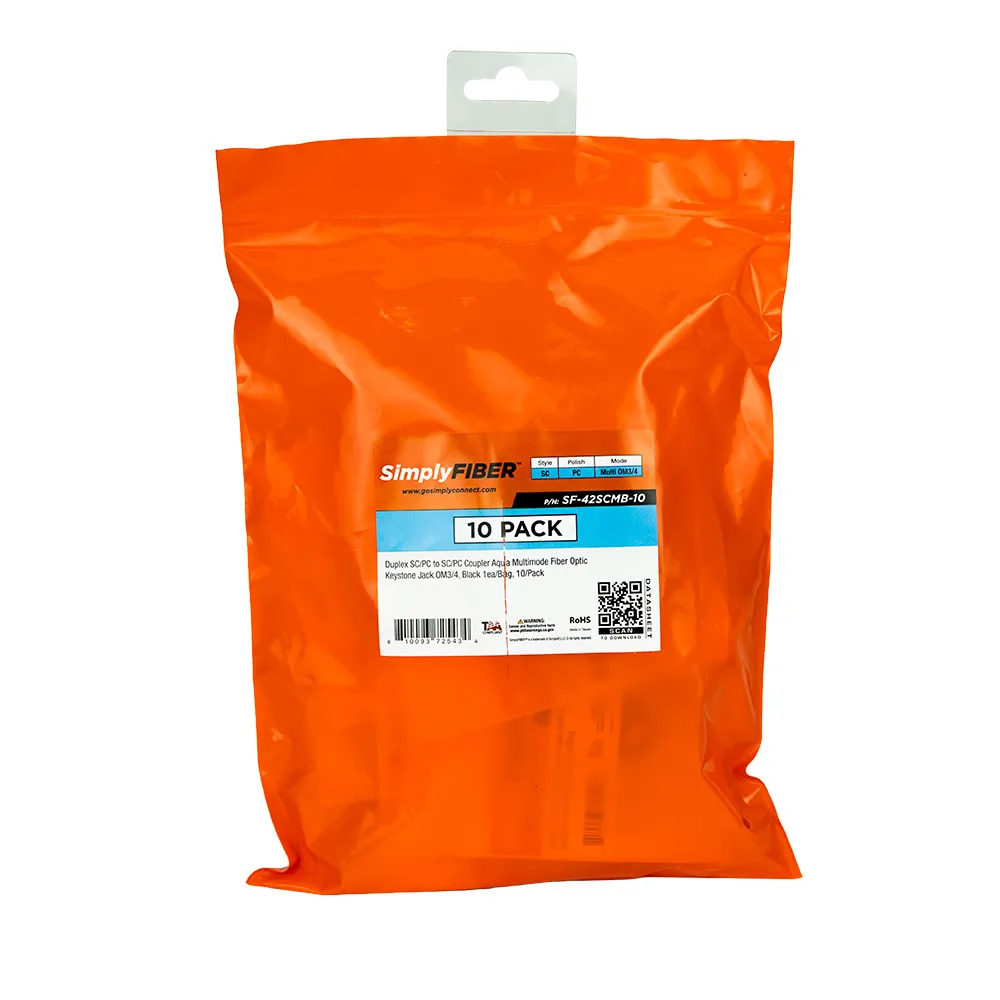 Simply45 SC/PC fiber keystone aqua OM3/4 10-pak
