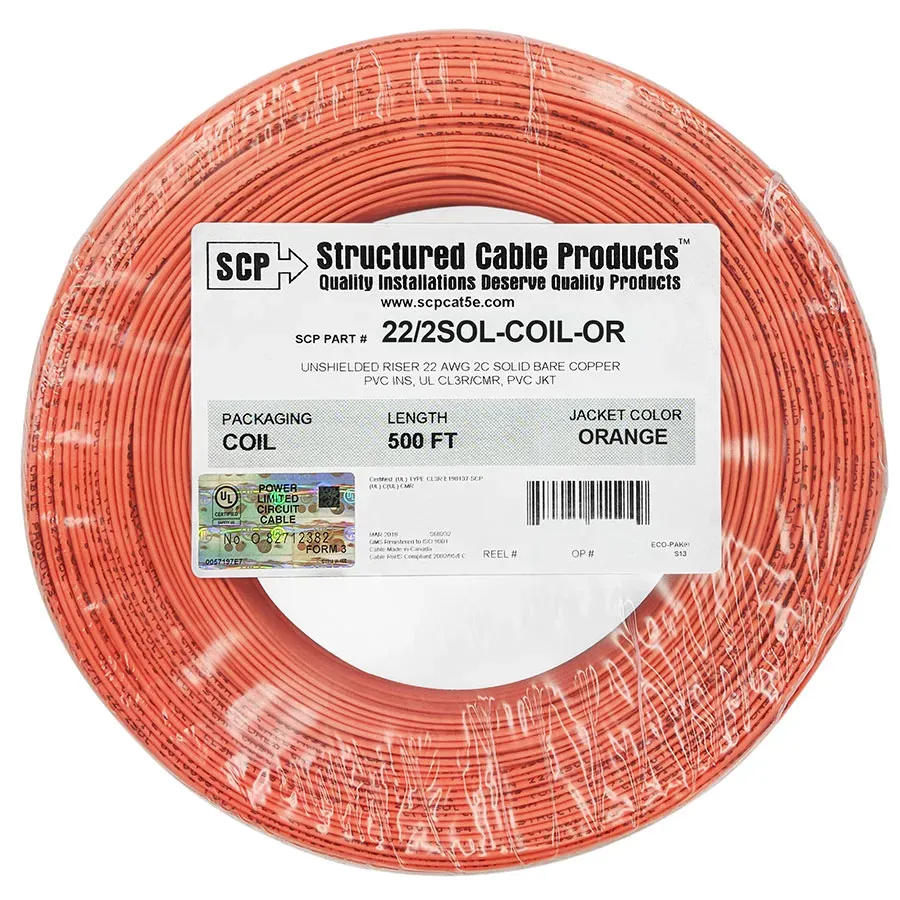 Simply45 22/2SOL-COIL-OR alarmkabel orange 152m massiv