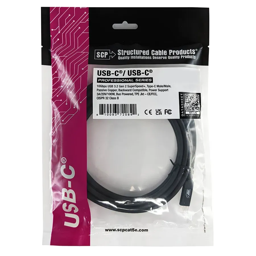 Simply45 USBC32-1M USB-C kabel sort 1m 100W