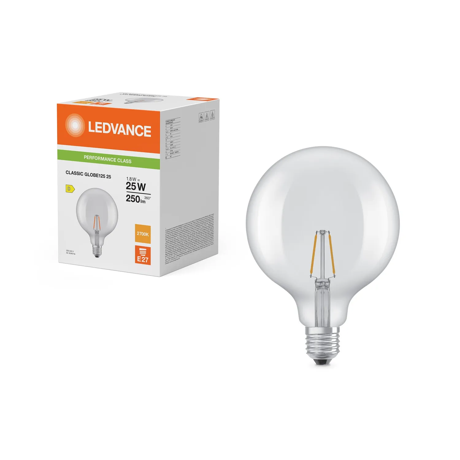 EL-Grossisten GLOB125 LED-pære 1,8W E27 827