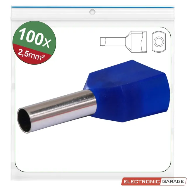 Electronic Garage EG 22C437 twin terminalrør 2x2,5mm² blå 100stk