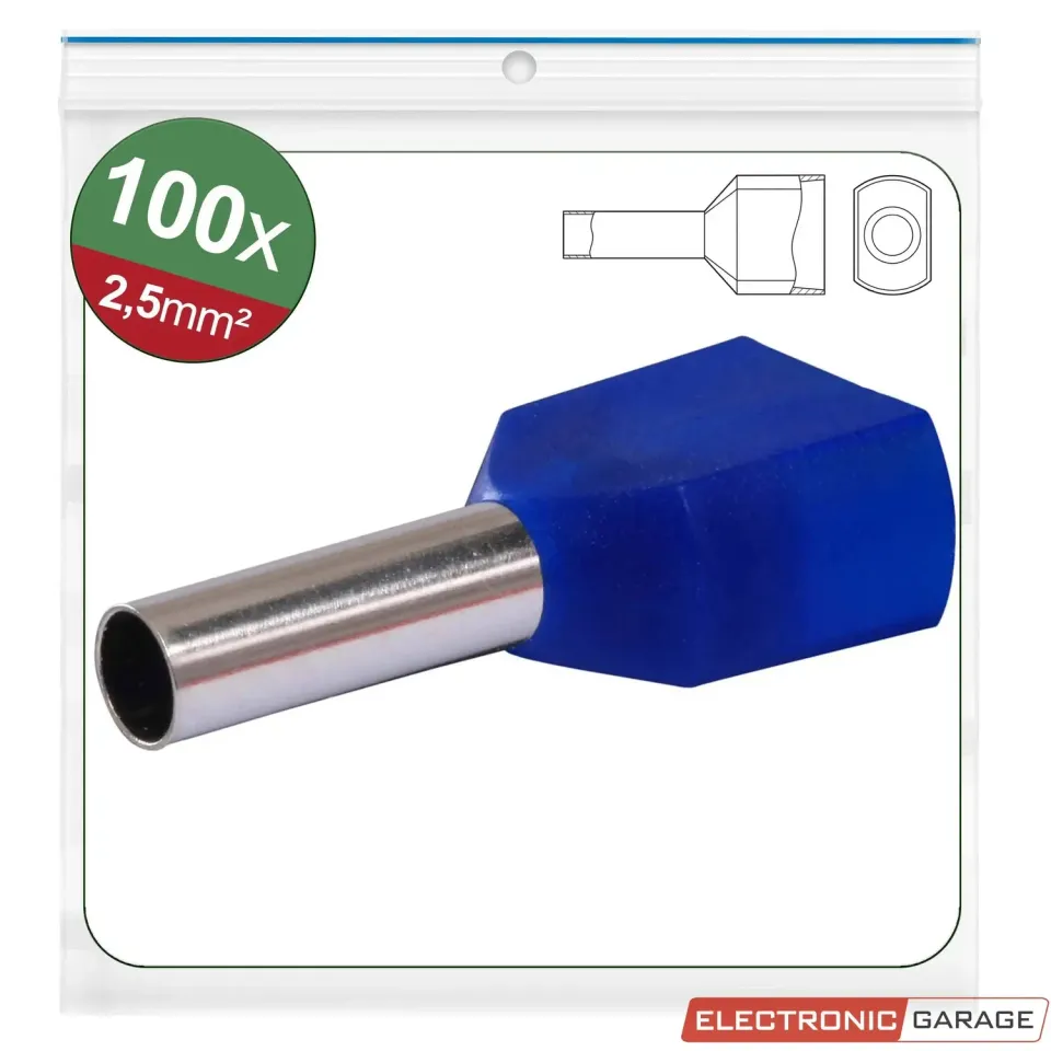 Electronic Garage EG 22C437 twin terminalrør 2x2,5mm² blå 100stk