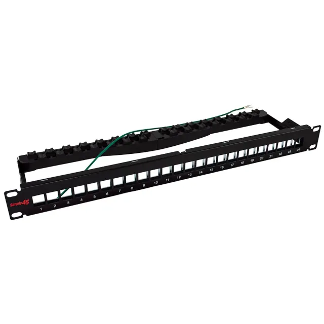 Simply45 24-port patchpanel 19" skærmet tomt 1U