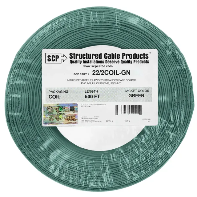 Simply45 22/2COIL-GN alarmkabel grøn 152m