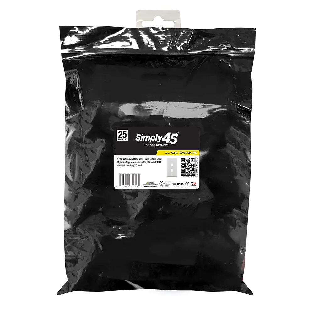 Simply45 S45-3202W-25 vægudtag 2 port hvid 25-pak