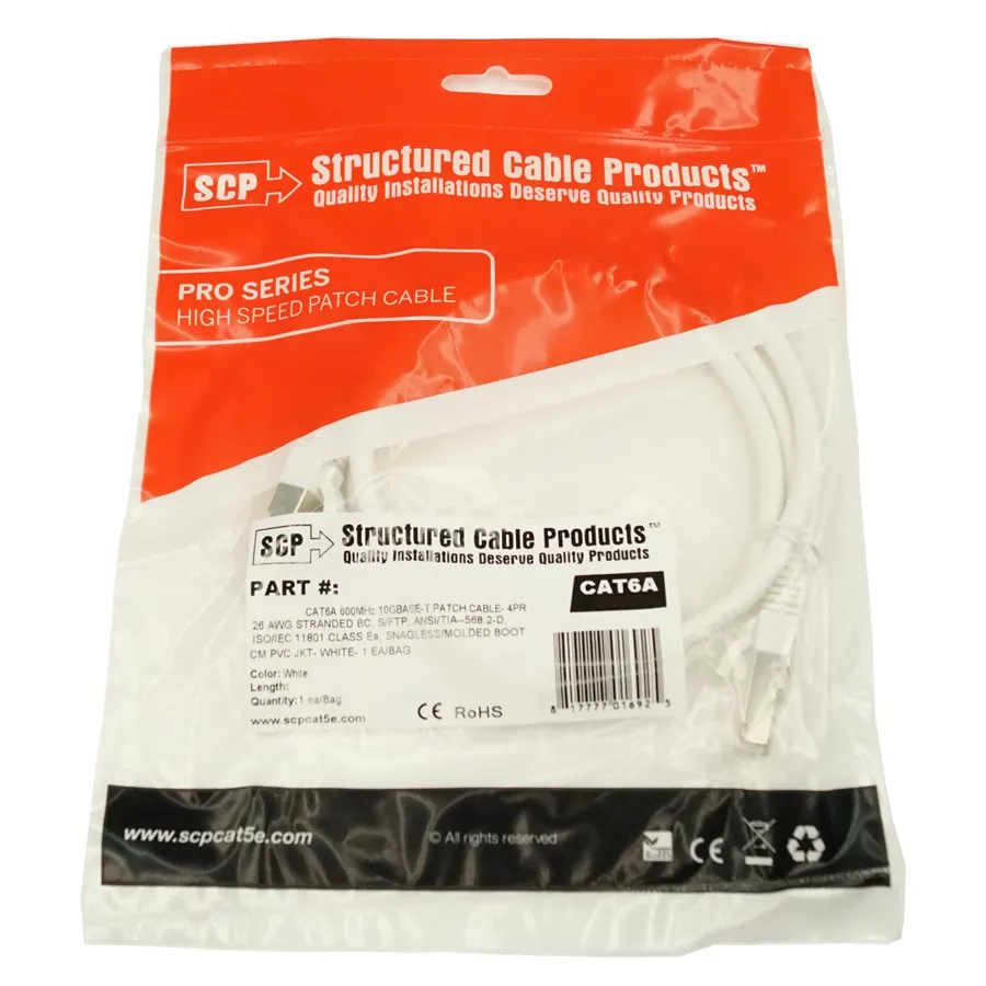 Simply45 C6APC-6-WT Cat6a patchkabel hvid 1,8m 10G