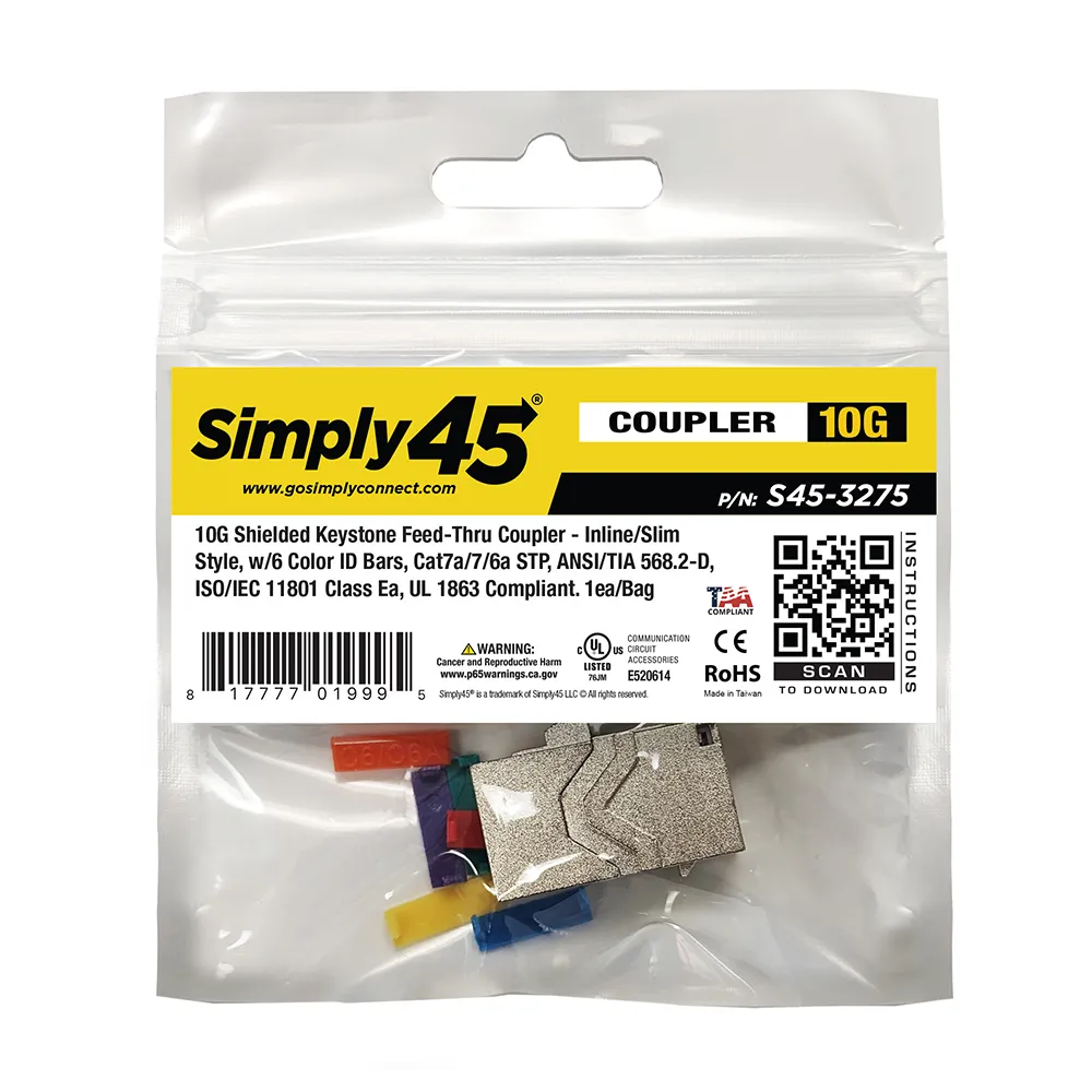 Simply45 10G skærmet keystone kobler 25 stk Cat7a