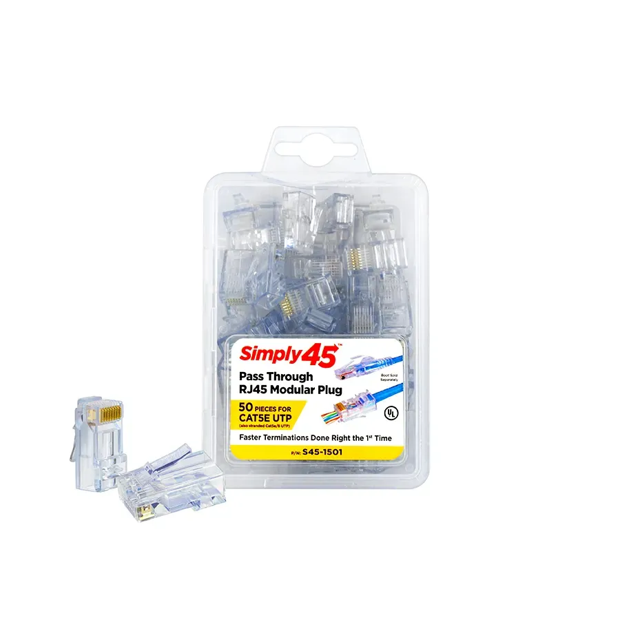Simply45 S45-1501 RJ45 stik Cat5e 50 stk pass-through