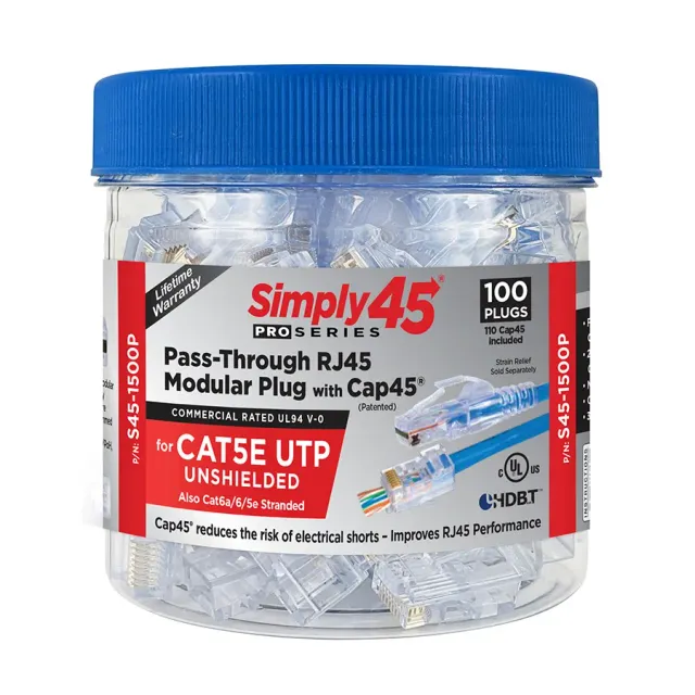Simply45 ProSeries S45-1500P RJ45 stik pass-through med Cap45
