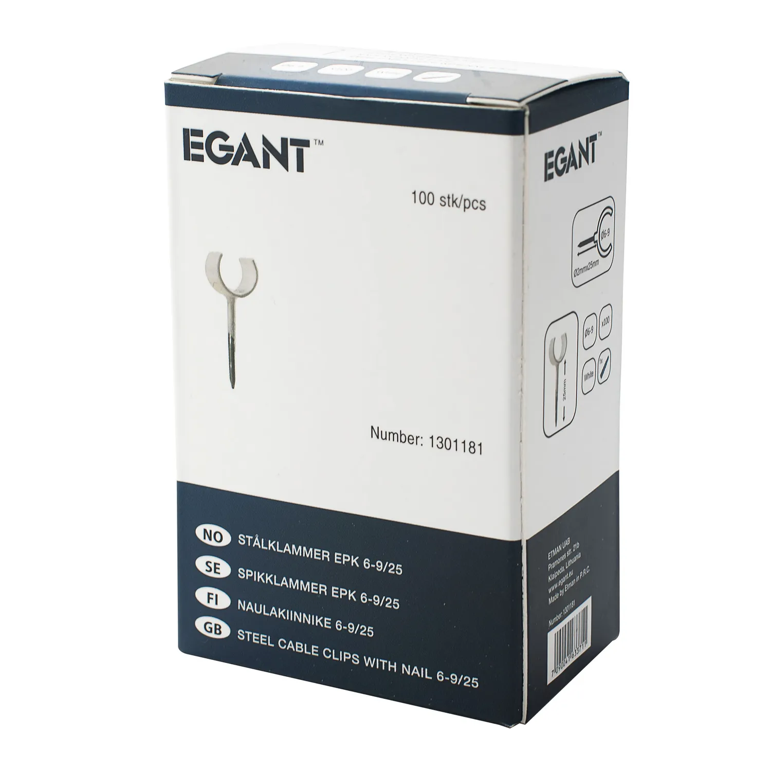 EGANT stålclips 6-9 mm kabelclips