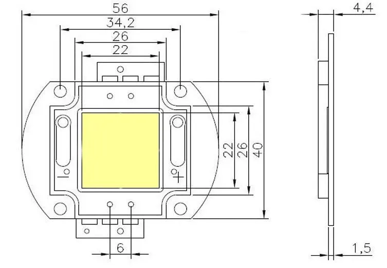 EL-Grossisten High Power LED 30W chip kold hvid 3150lm