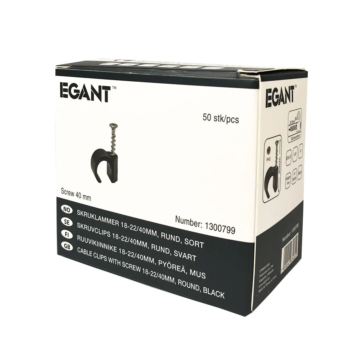 EGANT Kabelclips 18-22mm med skrue