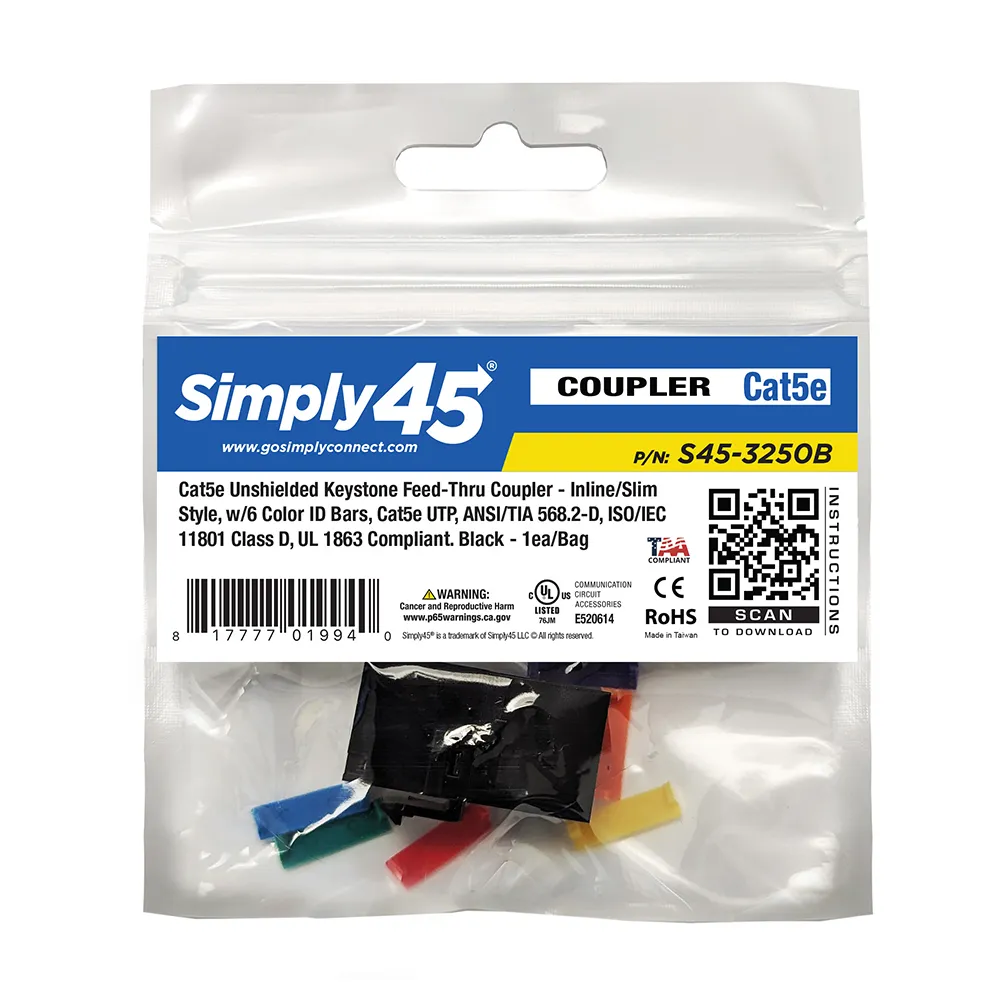 Simply45 Cat5e keystone kobler UTP feed-through sort