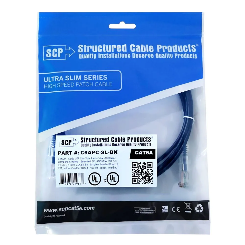 Simply45 C6APC-SL-3-BK patchkabel Cat6a sort 1 m