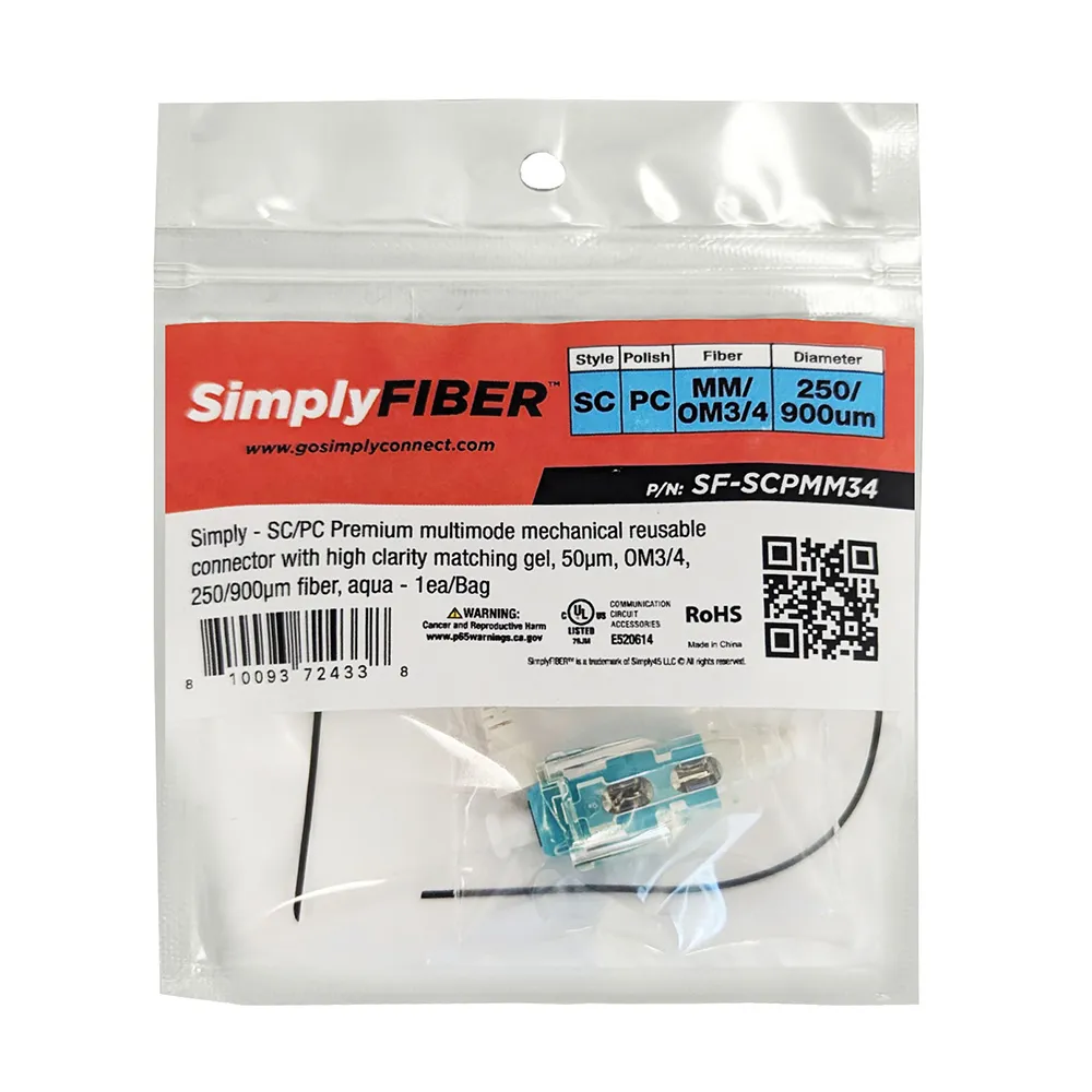 Simply45 SC/PC MM mekanisk fiberstik aqua OM3/OM4 1 stk
