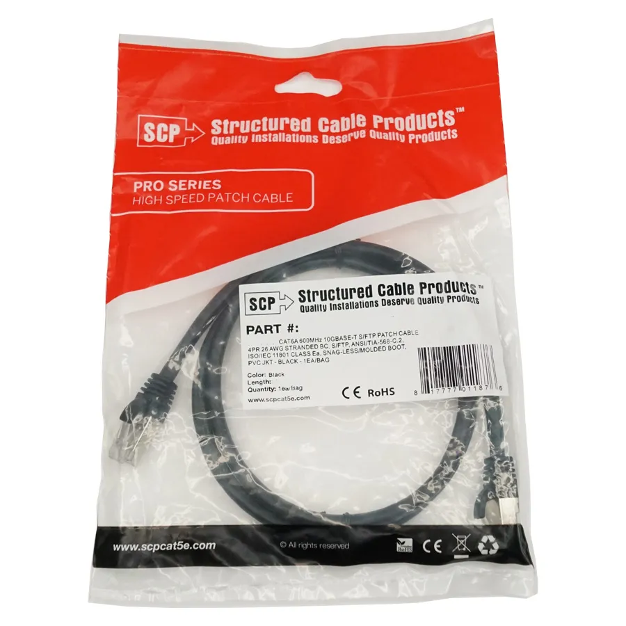 Simply45 C6APC-1-BK patchkabel Cat6A sort 0,3m