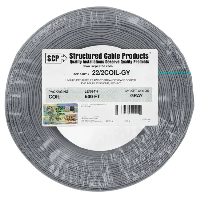 Simply45 22/2COIL-GY alarmkabel 2-leder grå 152 m