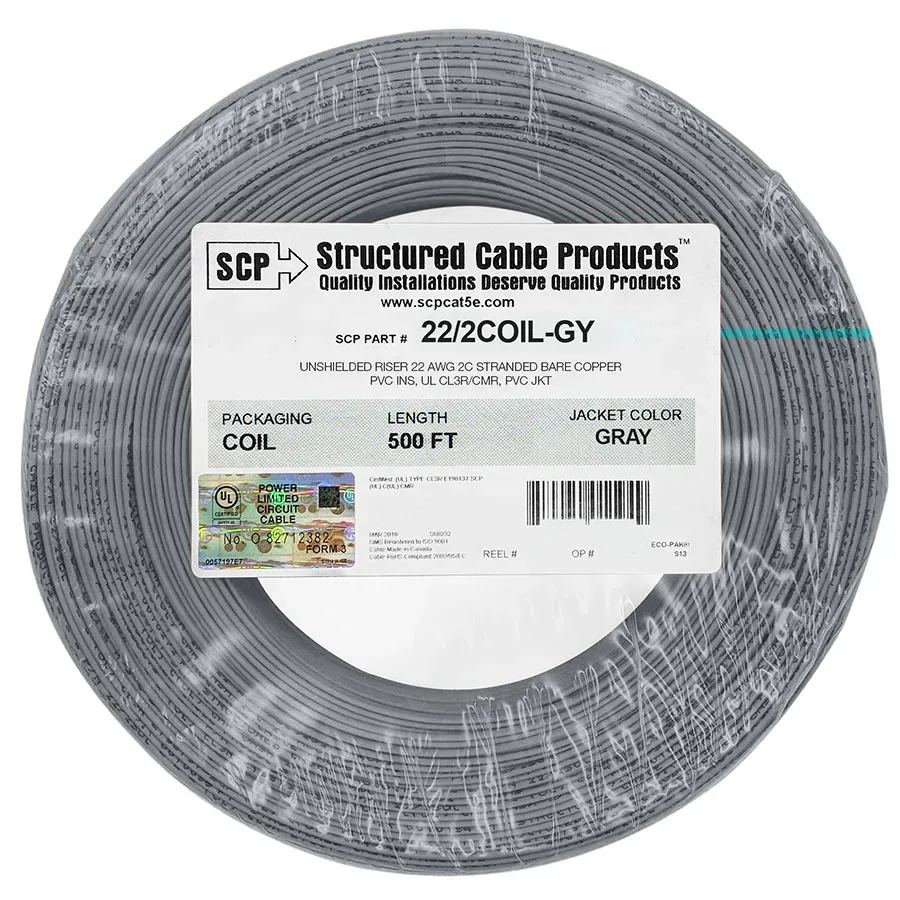 Simply45 22/2COIL-GY alarmkabel 2-leder grå 152 m