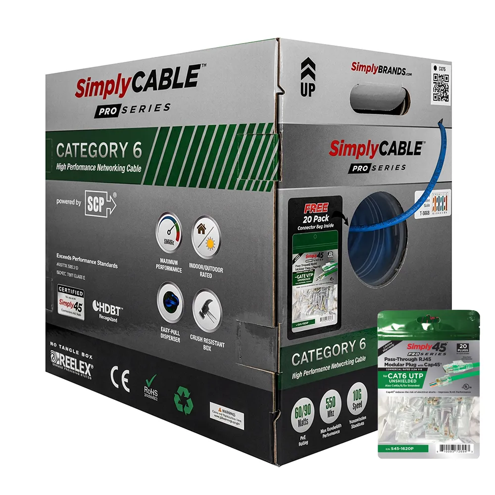 Simply45 Pro Series Cat6 installationskabel hvid 305 m