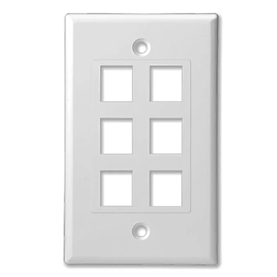 Simply45 206D-WT vægplade 6-port hvid 10-pak keystone