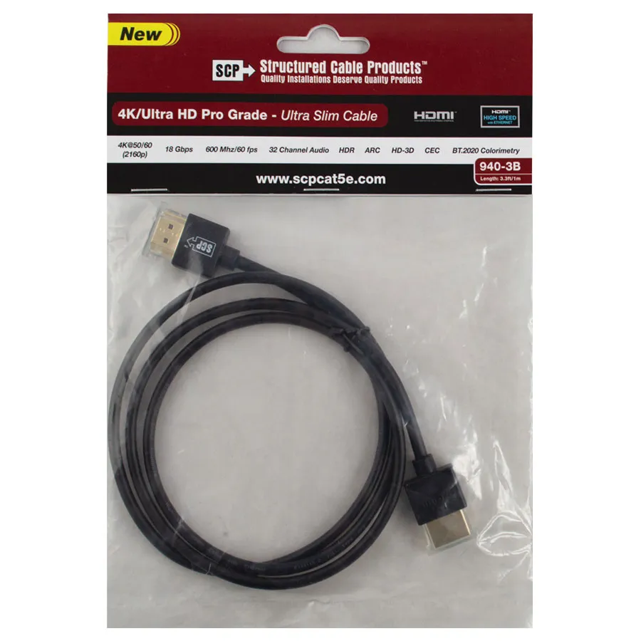 Simply45 940-3B HDMI-kabel 4K 1 m sort ultraslim