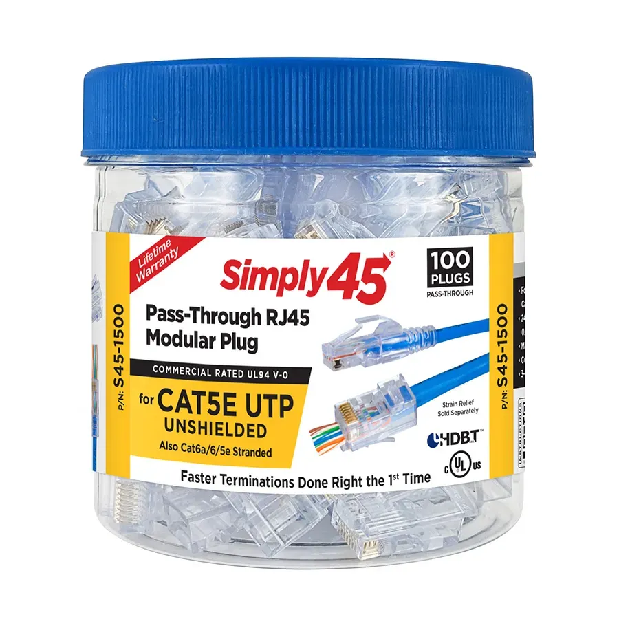 Simply45 S45-1500 RJ45-stik Cat5e pass-through UTP