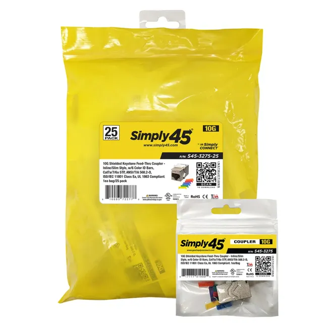 Simply45 10G skærmet keystone kobler 25 stk Cat7a
