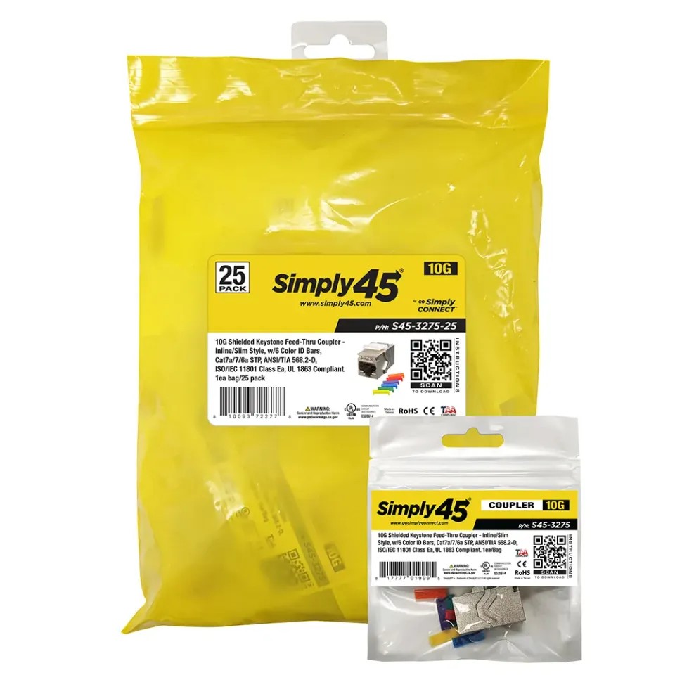 Simply45 10G skærmet keystone kobler 25 stk Cat7a