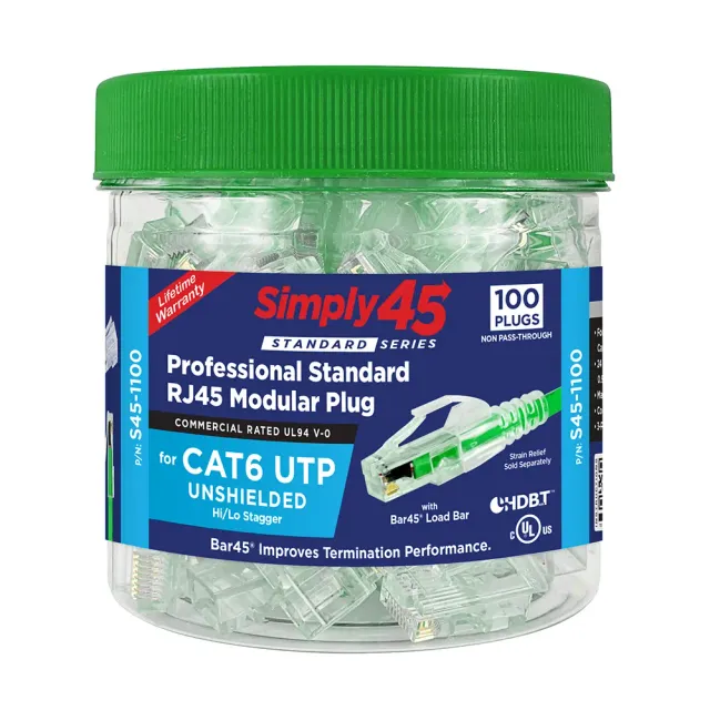 Simply45 S45-1100 RJ45 stik Cat6 UTP 100 stk