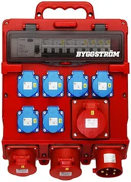Byggepladscentral 32A med CEE og DK-stik
