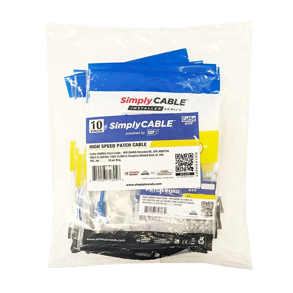 Simply45 CAT5E patchkabel 0,6 m blå 10 stk