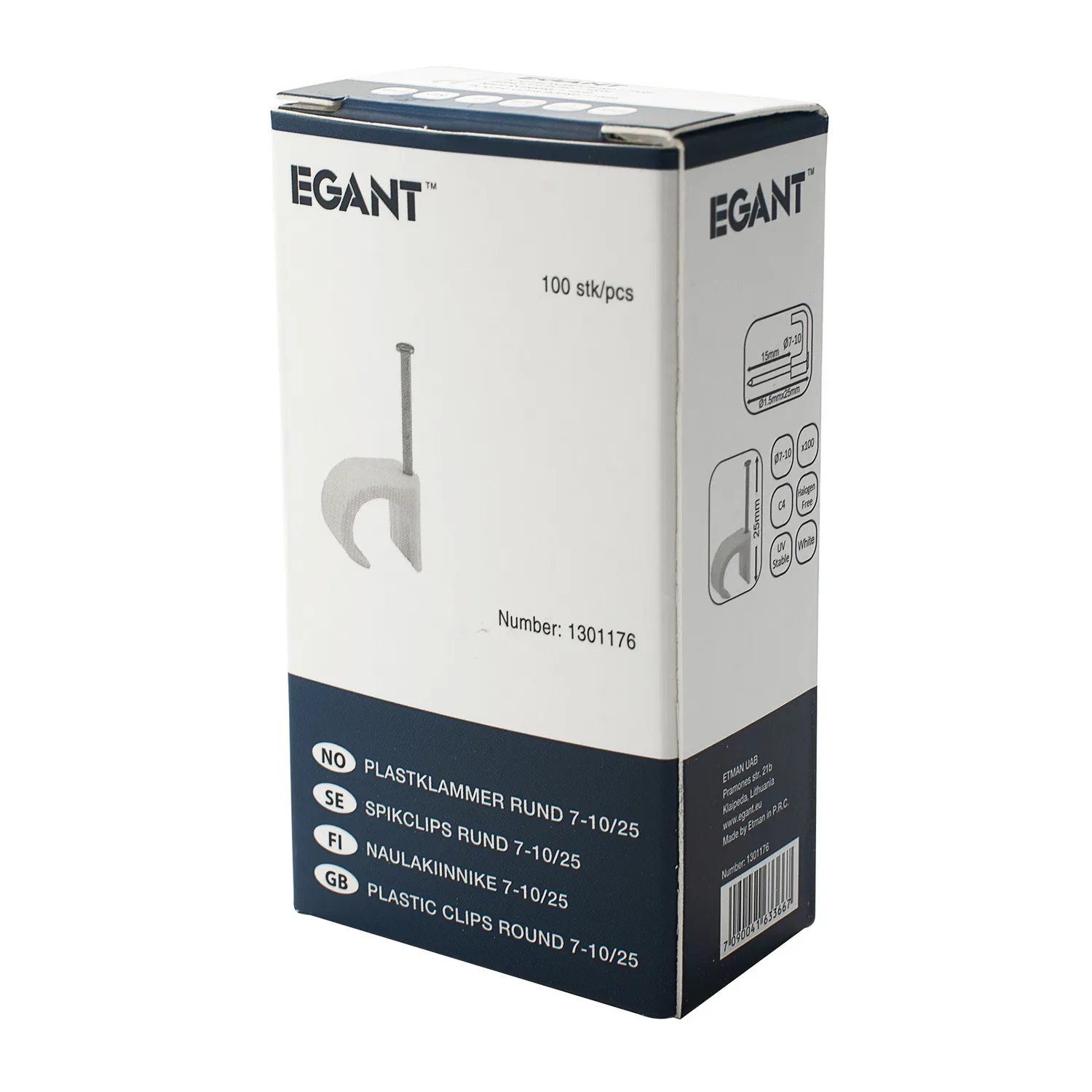 EGANT kabelclips rund 7-10 mm til runde kabler