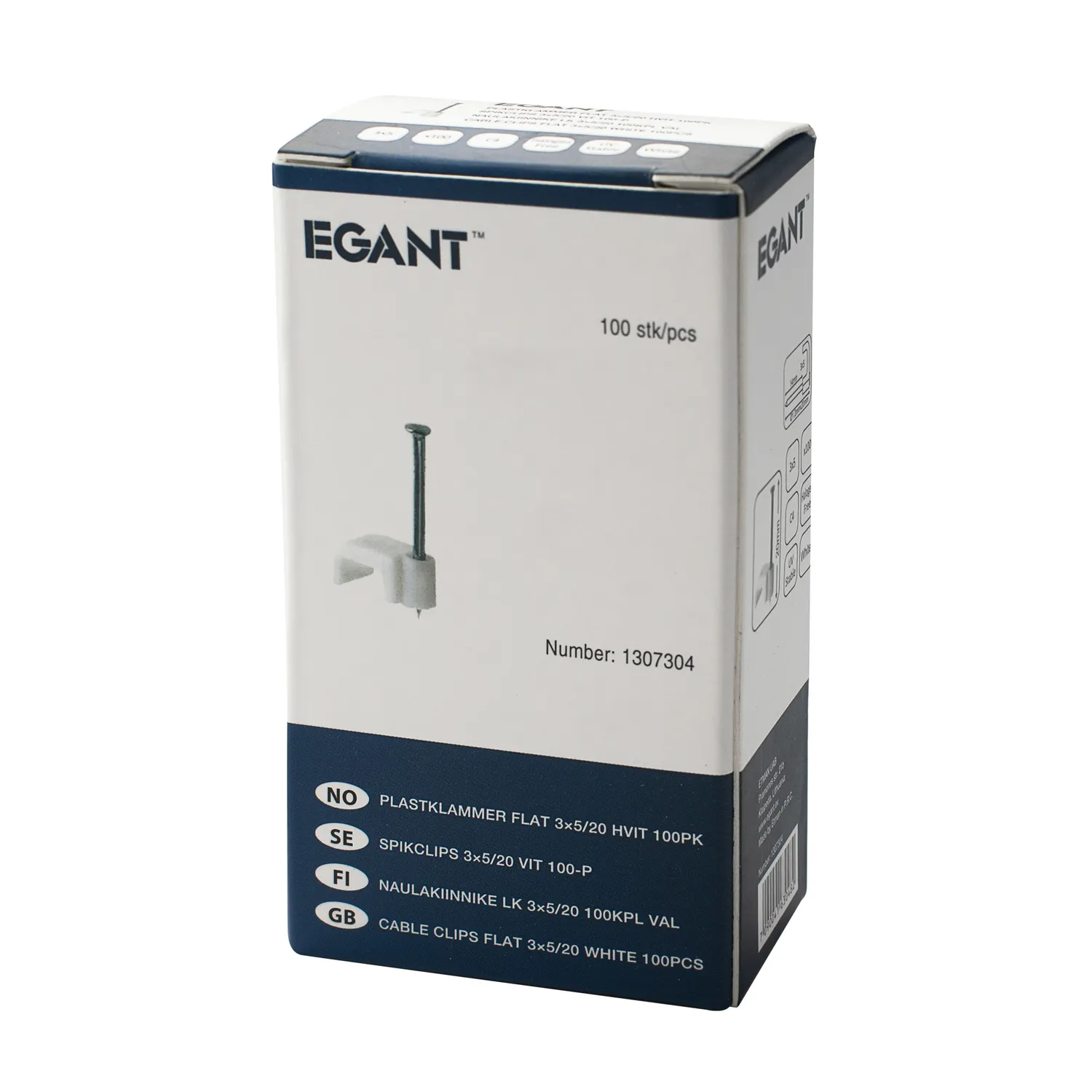EGANT 3x5mm flade kabelclips til ledning