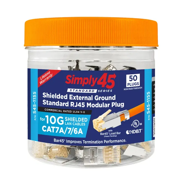 Simply45 S45-1155 RJ45 stik skærmet Cat6a 50 stk
