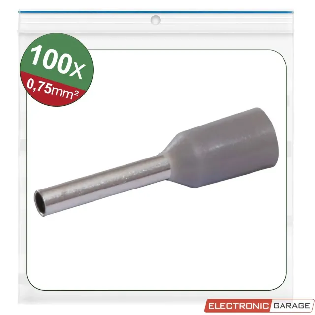 Electronic Garage terminalrør 0,75 mm² grå 100 stk