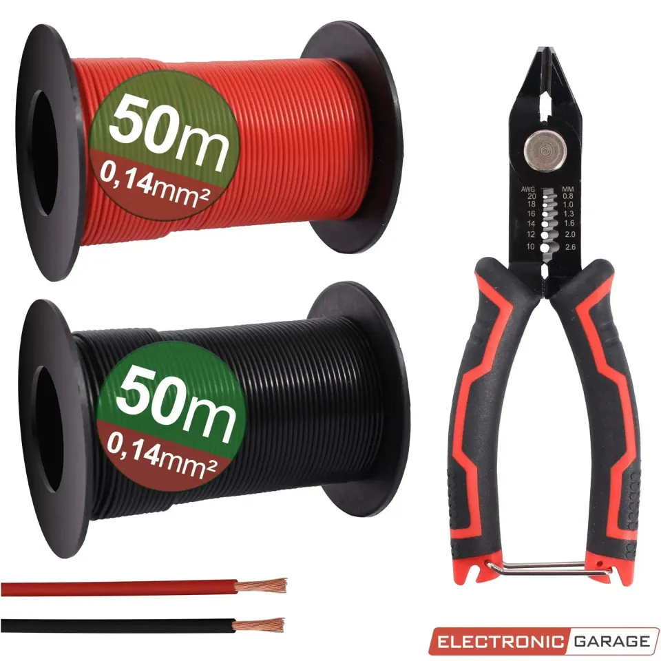Electronic Garage kobberledning 0,14mm² 2x50m med tang