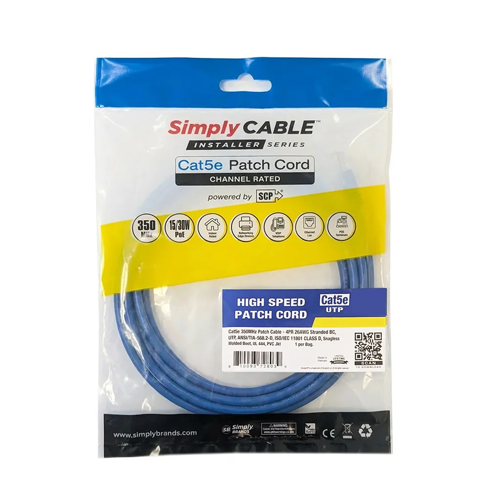 Simply45 CAT5E patchkabel 0,6 m blå 350MHz