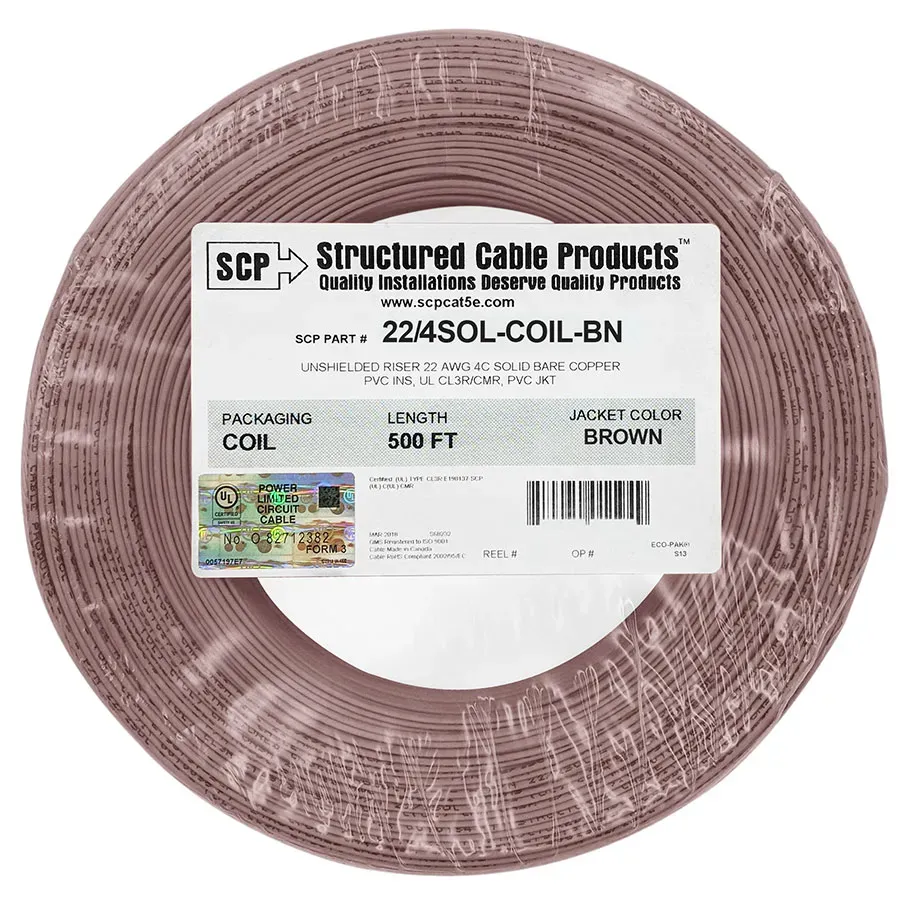 Simply45 22/4SOL-COIL-BN alarmkabel brun 500 ft massiv